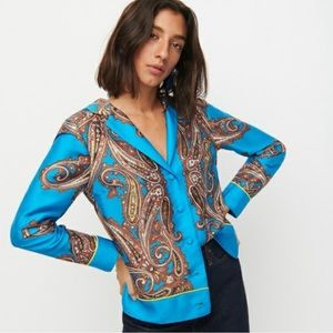 J Crew Drapey Button collared blouse